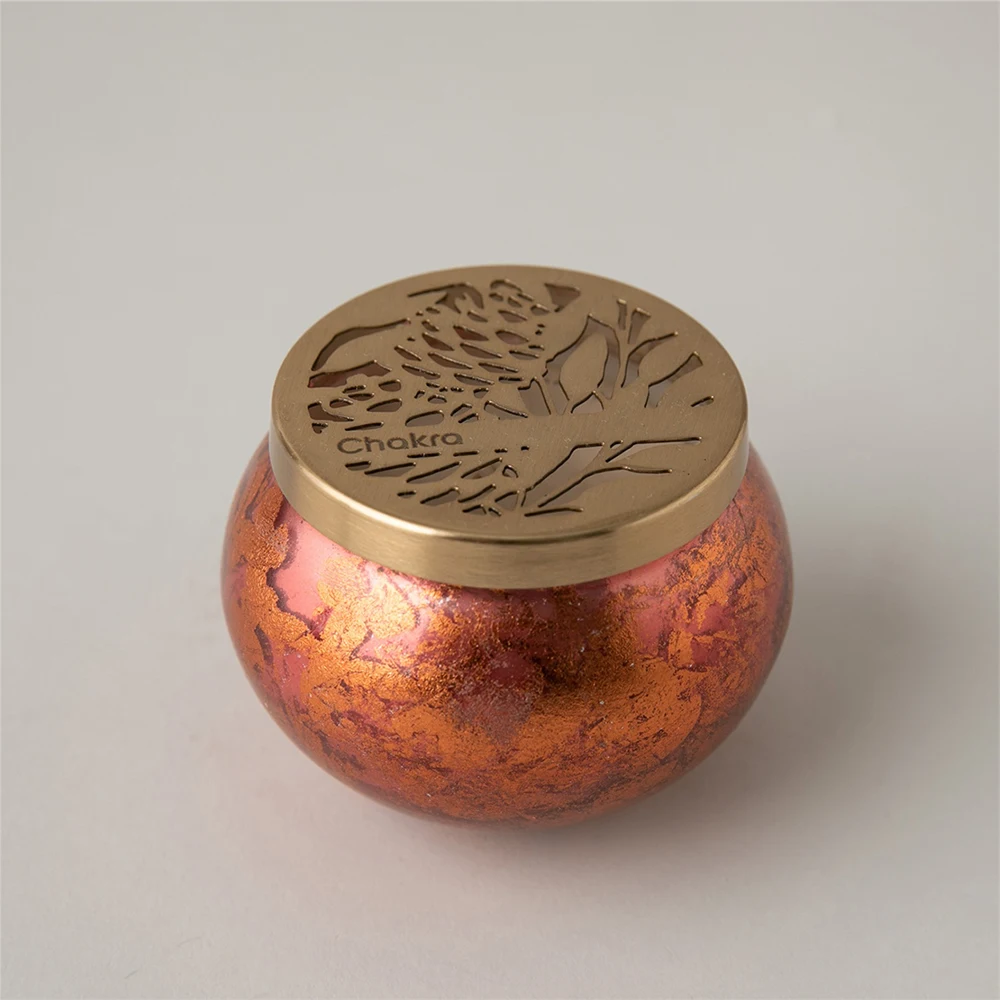 Decorative Candle Round Metal Lid Scented Candle Copper Home Decoration Products, Tabletop Candle and Candle Holder 9x8cm