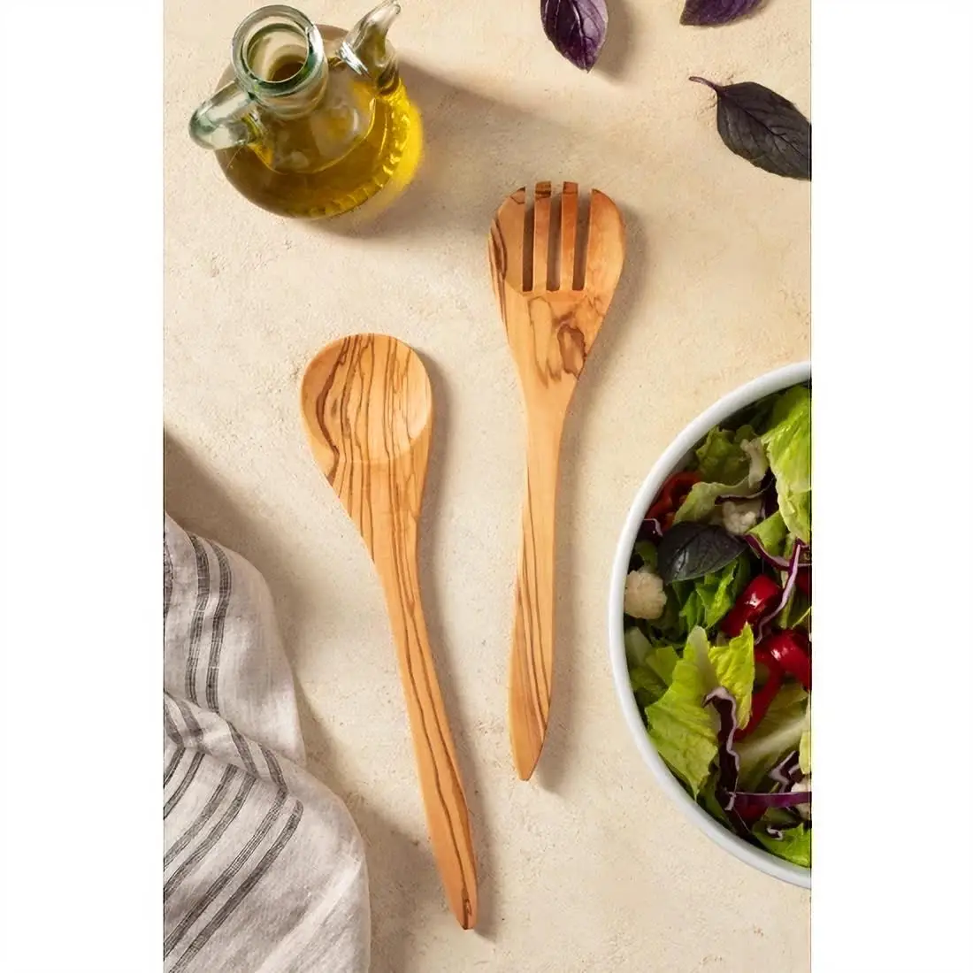 

Olive Tree Salata Service Set 2 Parça 30 Cm. Wooden Spoon Fork Handmade Utensil Flatware Popular Kitchen Serving Server Accessories Vintage Tableware Cristmas Cutlery