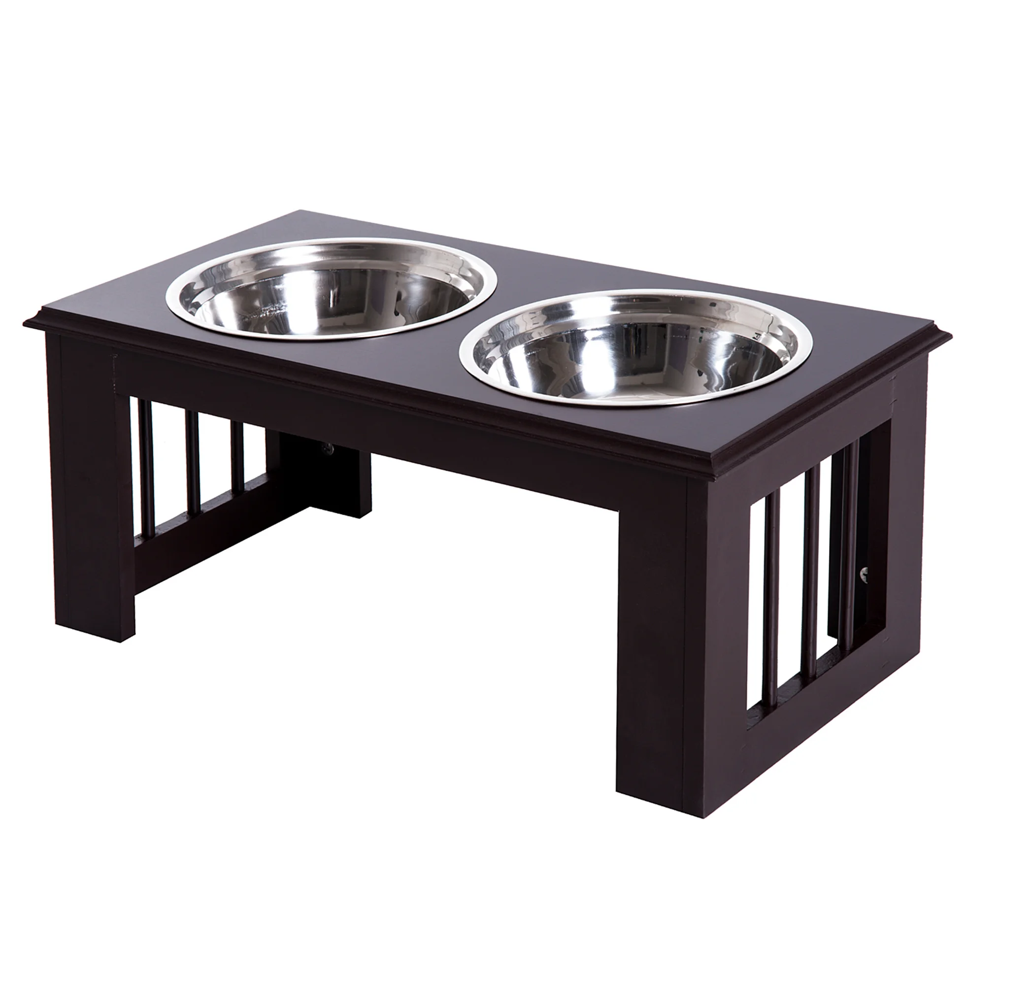 PawHut Raised Dog Feeder with Stand and 2 Removable Stainless Steel Bowls 58,4x30,5x25,4 cm Brown