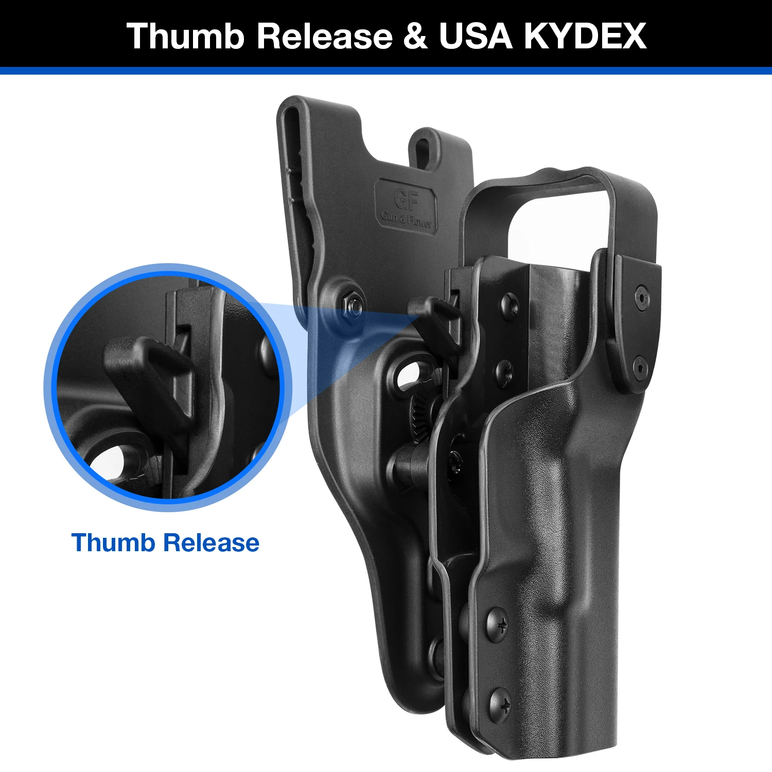 Gun & Flower Kydex Duty Owb Holster Voor Glock 17 /19 Pistool Met Duim Release Retentie Tactische Rechter Hand Pistoolzakken