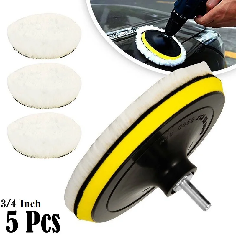 5pcs/set 3/4 Inches Car Beauty Waxing Self-Adhesive Disc Auto Polisher Paint Care Imitated Wool Sponge Pad насадка для полировки