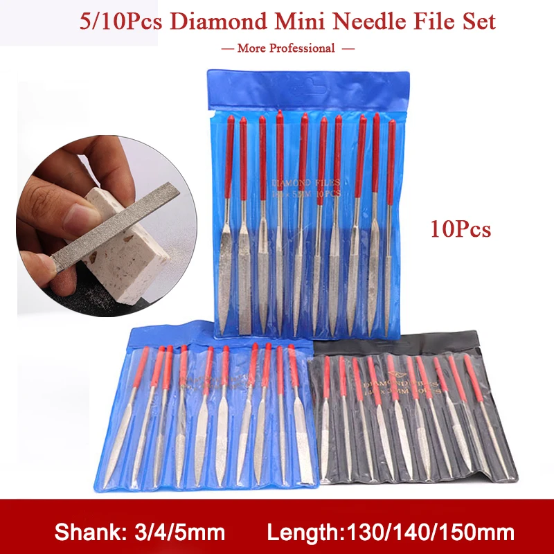 5/10Pcs Diamond Mini Needle File Set Handy Tools Ceramic Crafts DIY Wood Rasp File Needle Jewelry Polishing Carving Diamond File