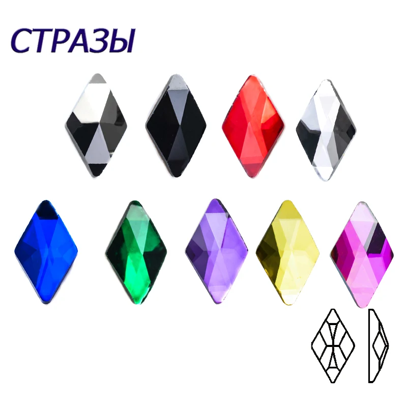 100 Stück Glas Flatback Nail Art DIY Maniküre Glitzer Strass Rhombus Kleber auf Kristallen 3D Nagelzubehör Dekoration – Detail 1
