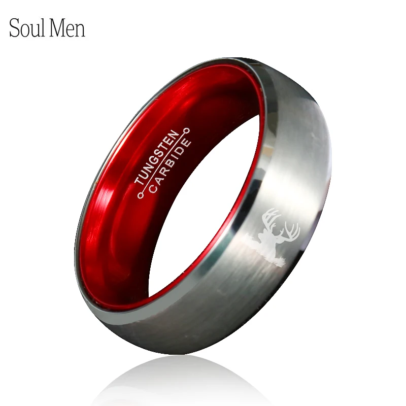 Trendy 8mm Tungsten Carbide Rings White And Red Engagement Couple 12 Horoscope Zodiac Custom Your Logo