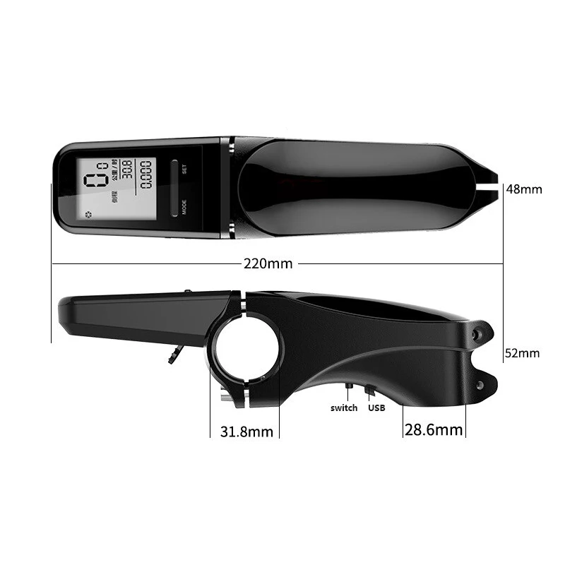 Wireless bicycle stem computer road mtb mountain handlebar bike stem waterproof cycling accessories smart bike stopwatch parts