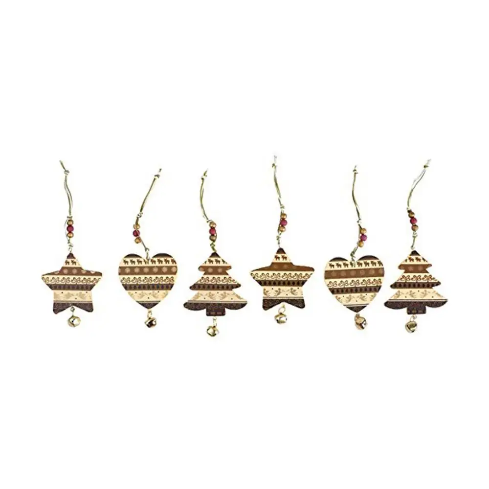 Christmas decoration. Wooden pendants with bells. Christmas Decorations. Christmas decoration. Christmas decoration