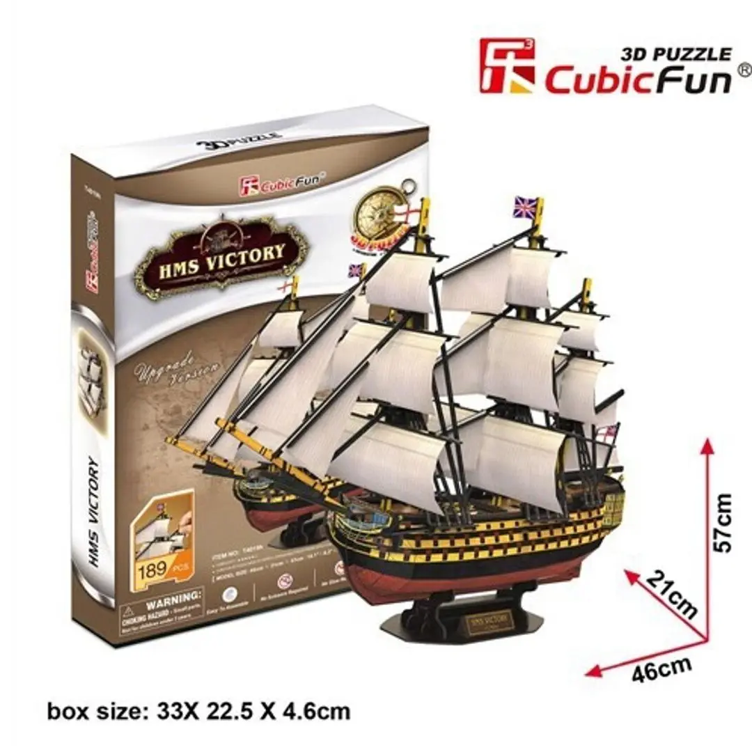 3D 189 Piece Jigsaw Puzzle Hms Victory Model Old Time Warship DIY Breadboard for Kids and Adults Game