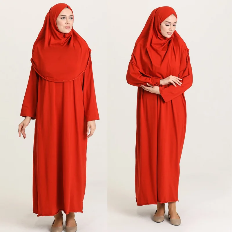 

New Season Muslim Women's One Piece Prayer Dress. Islamic Abaya. Robe Hooded Combed Combed Fabric 4 Seasons Comfortable