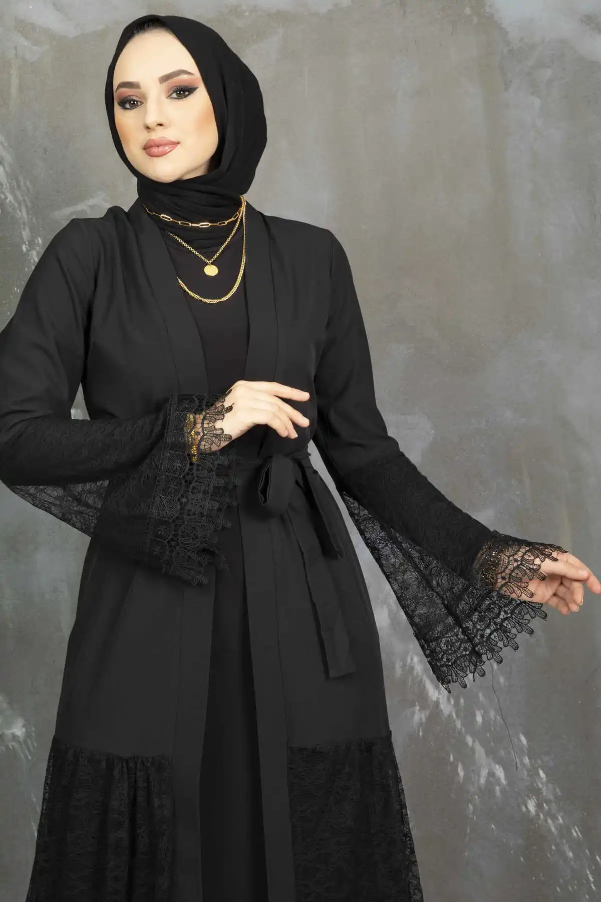 Lace Detail Black Abayas Dubai Luxury Muslim Fashion Dress African Woman Moroccan Wedding Kaftan Evening Turkey Gulf Islam 2022