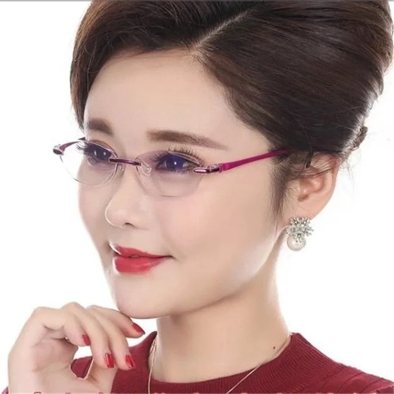 seemfly Small Frameless Frame Anti-blue Light Reading Glasses Women Presbyopia Eyeglasses Diopter +1.0 +1.5 +2.0 +2.5 +3.5 +4.0