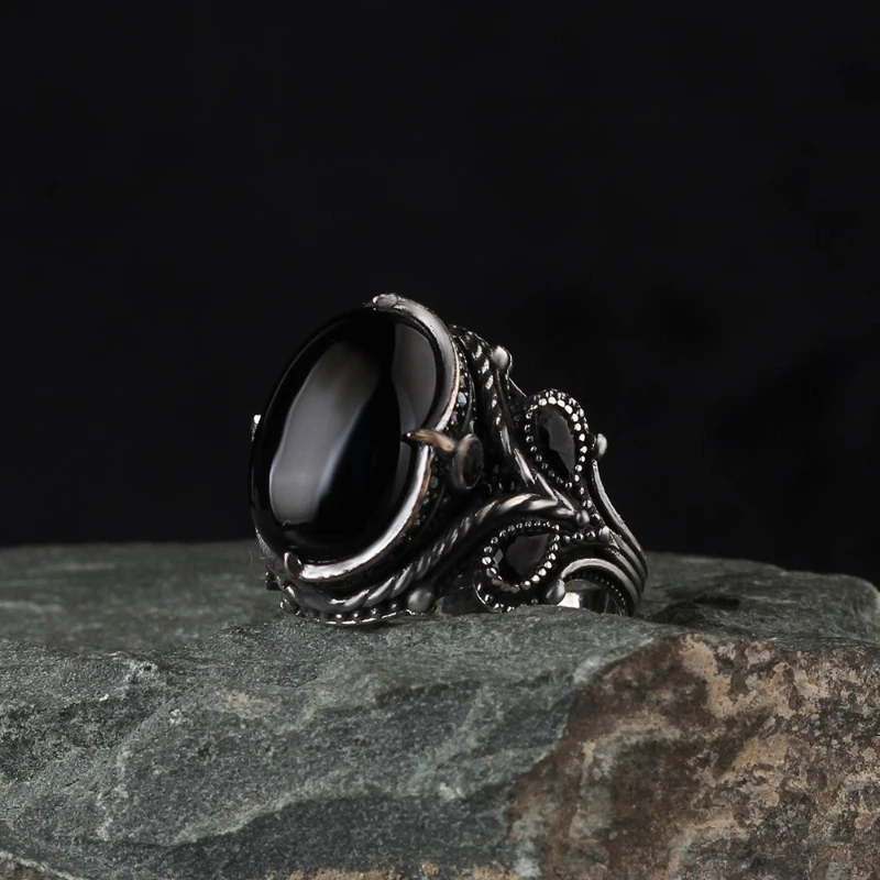 Male Black Onyx Cubic Zirconia 925 Sterling Silver Ring Special Design 2022 Summer Winter Trend Accessories Products Souvenir Free Shipping