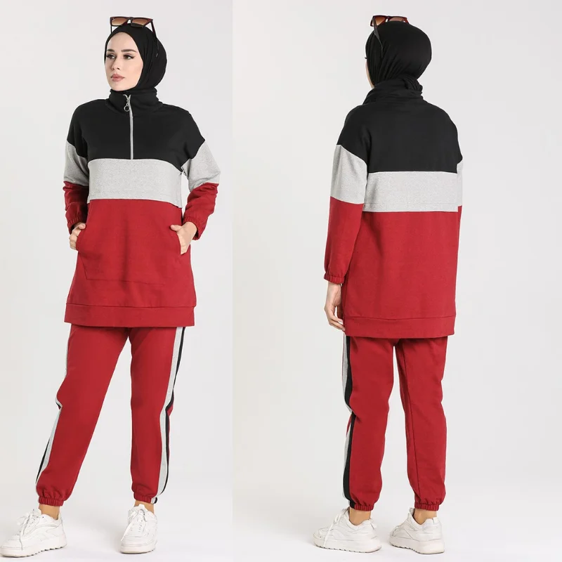 2021 New Season Hijab tracksuit 2 piece Muslim Women Hijab tracksuit fashion Turkey Dubai women Islamic sportswear Arabia Turkey