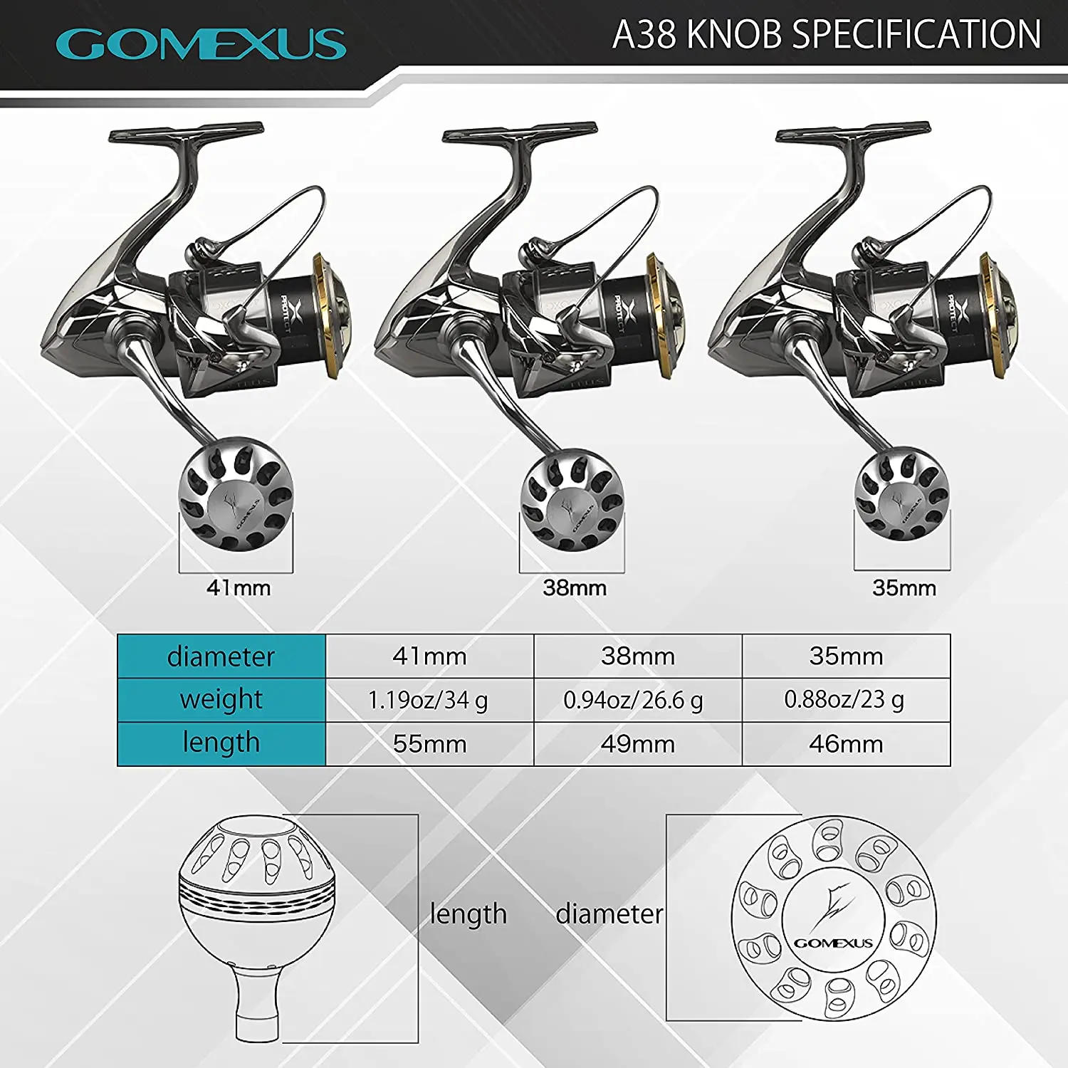 Gomexus Fishing Reel Handle Knob For Daiwa For Shimano Spinning Reel For  3000-5000 Model 38-41mm sedona Knob - AliExpress 18