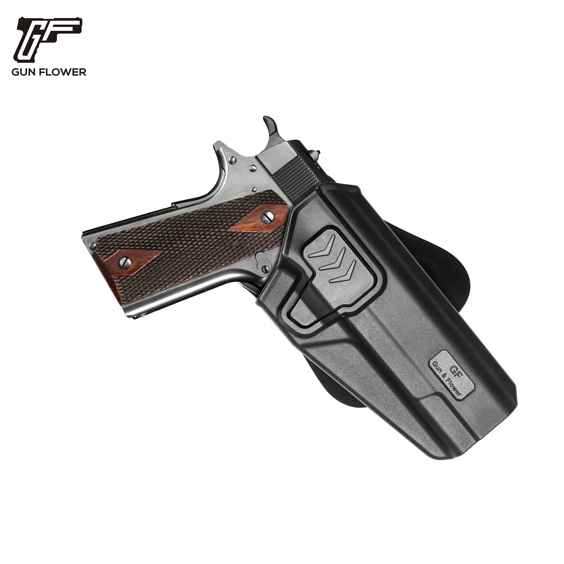 

Gun&Flower Level II Fast Draw Tactical Outside Waistband Holster Polymer Paddle Pistol Pouch Case fit Colt 1911