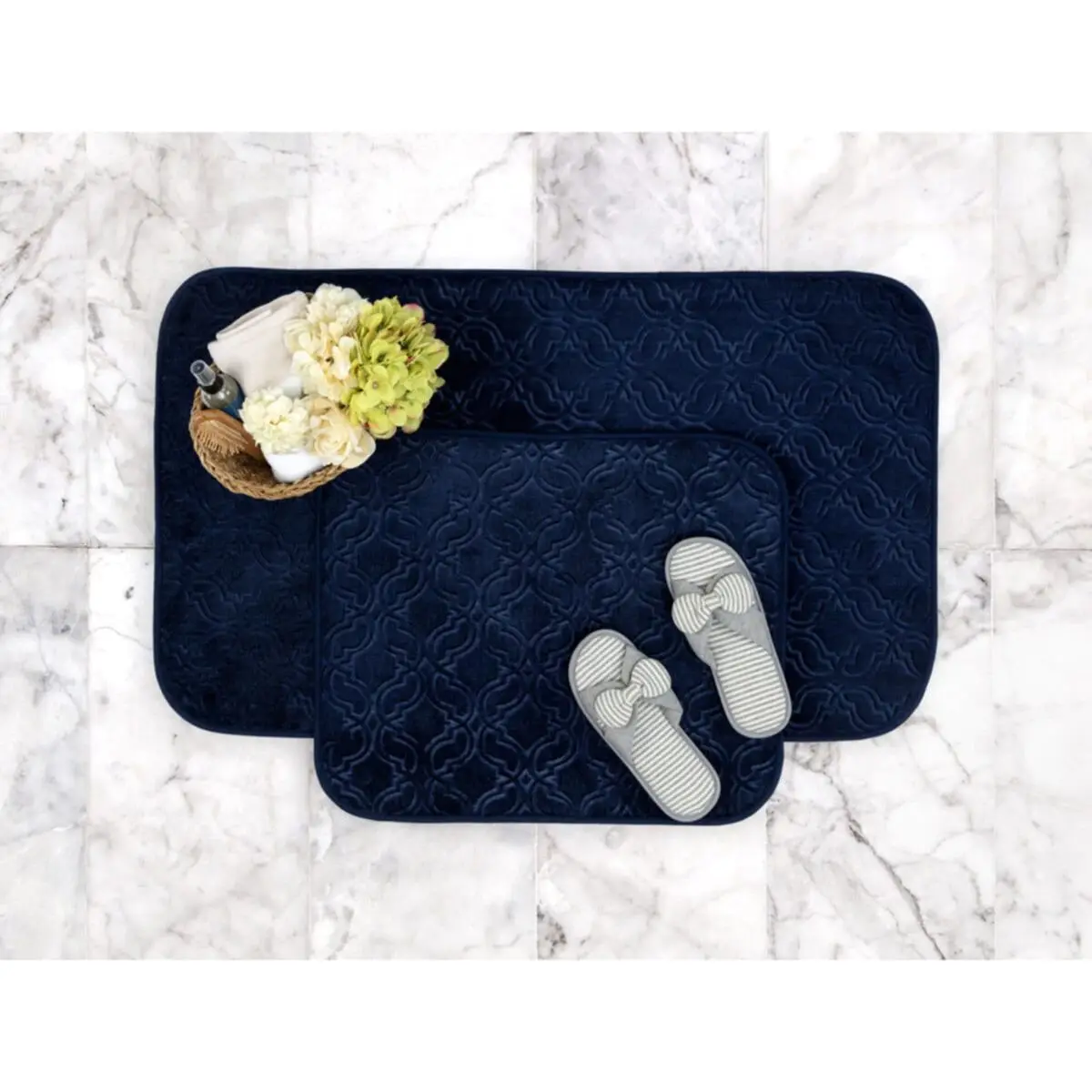 Prunella Bath Mat - Indigo - 60x100 50x60 Cm Super Absorbent Floor Mat Anti Slip Quick drying Bathroom Mat Floor Carpet Easy