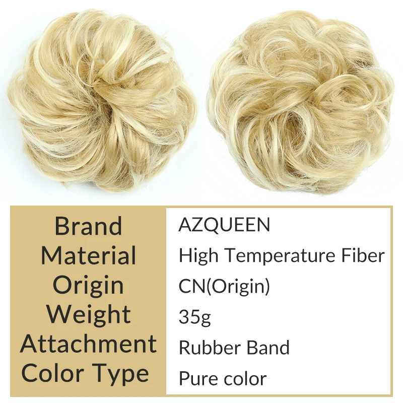 AZQUEEN Synthetic Hair Bun Extension Chignon Curly Messy Scrunchie Elastic Rubber Band Chignon Brown Blonde Donut Bun For Women