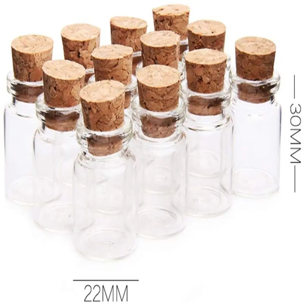 50 pcs 5 ml 22 mm x 30 mm Mini Small Glass Bottles Cork Stopper Jars Perfume Glass Bottles Wedding Gifts Baby Shower DIY Decorat