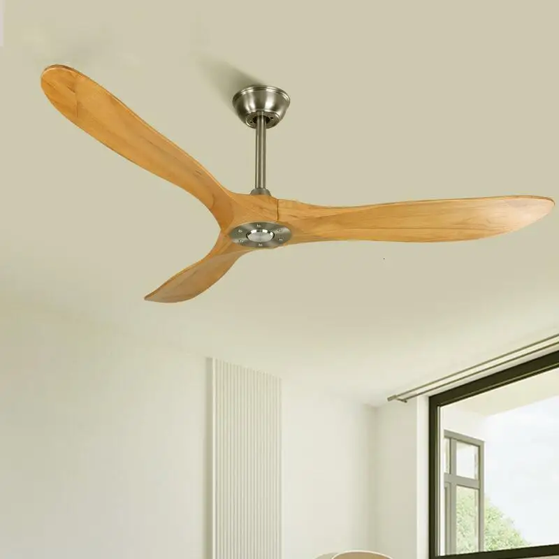 60 70 Inch Large Ceiling Fan Only Remote Control DC Motor Reverse Wood Blades Fans Lighting High Quanlity Design Wooden Fans