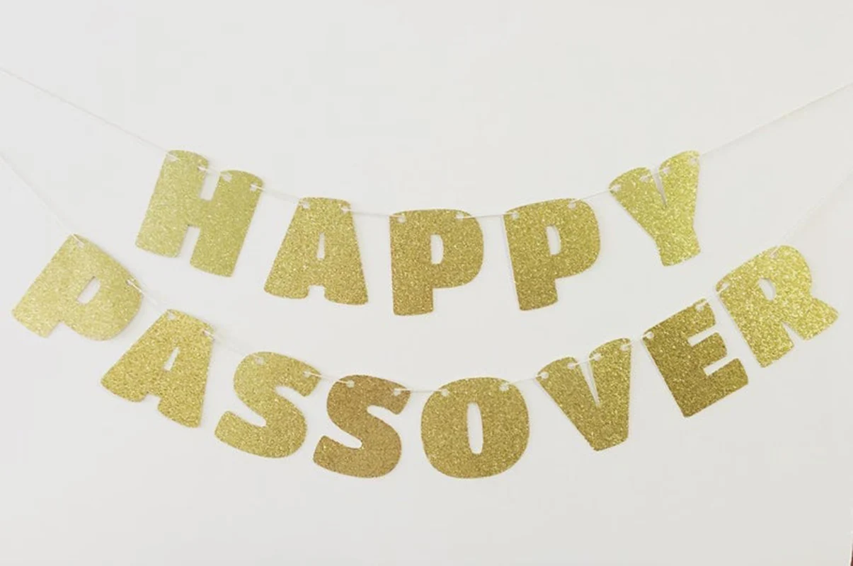 Happy passover party decorations, golden glittering party banners, birthday, anniversary party decorations