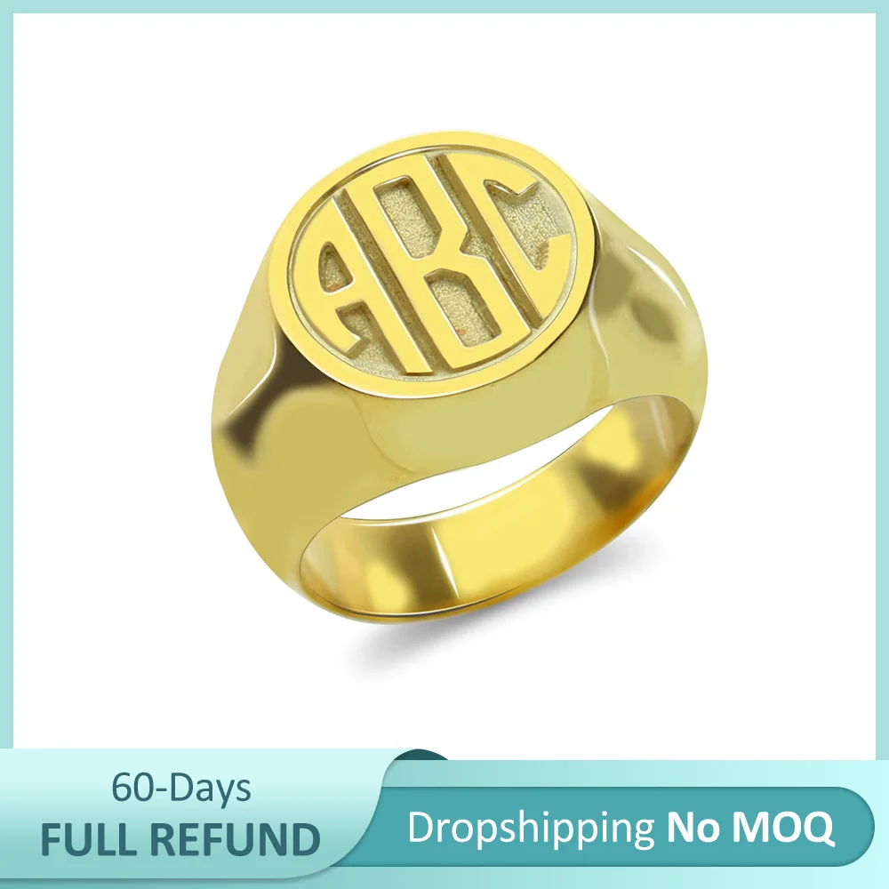 UONNEY Dropshipping Kunden Buchstaben Ring Name Kreis Ring Silber Rose Gold Farbe Geburtstag Geschenk für Mädchen Geliebten Familie Tag