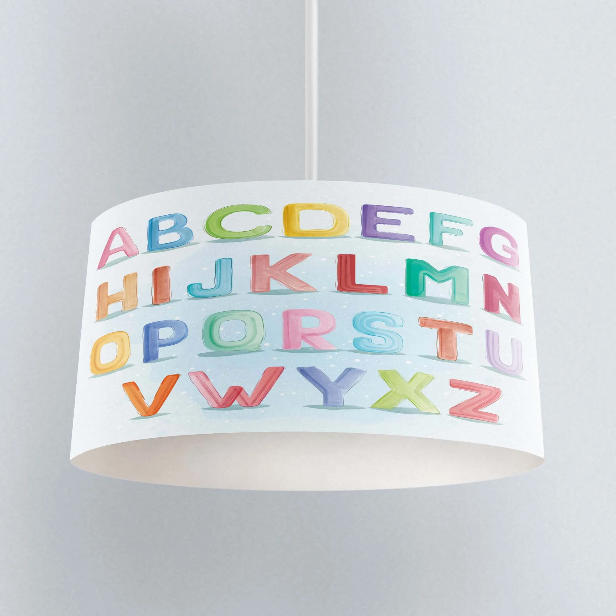 

Else Educatinal Colored Alphabet Letters Print Fabric Kids Chandelier Lamp Drum Lampshade Floor Ceiling Pendant Light Shade