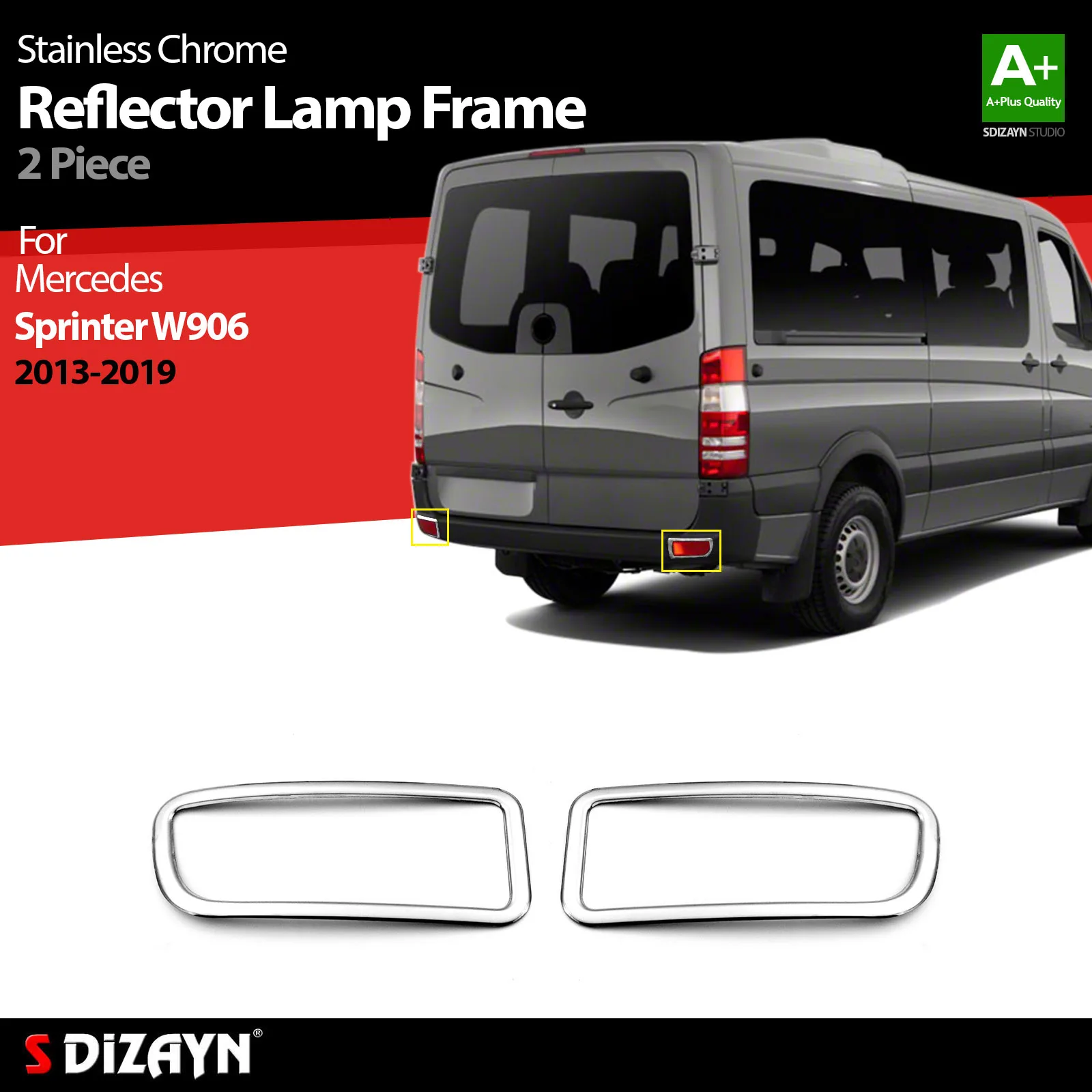 

S Dizayn For Mercedes Sprinter W906 Chrome Reflector Lamp Trim Stainless Steel 2 Pcs Exterior Car Accessories Part Auto Products