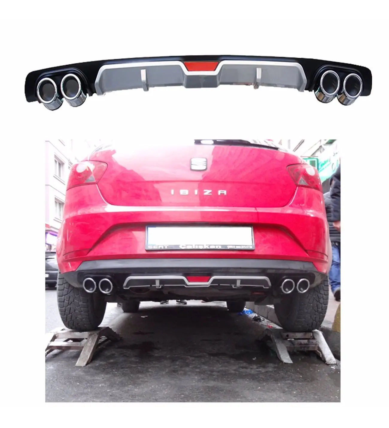 Seat ibiza MK4 2008-2017 diffusore paraurti posteriore Attachment -4 uscita di scarico spoiler minigonne laterali auto styling tuning modificato