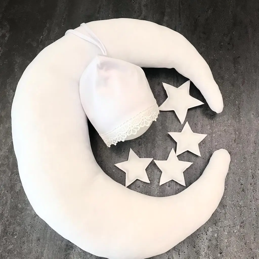 Newborn Photography Props Baby Girl Boy Moon Pillow Star Photo Shooting Accessories Hat Posing Beans Infants Bebe Costume