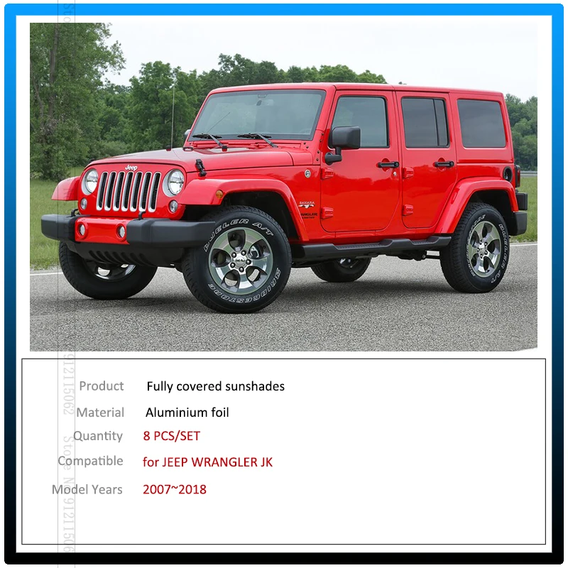 Full Cover Sunshades For Jeep Wrangler JK 2007~2018 Car Windshields Accessories Visor Side Sun Protection Windows 2017 2016 2015