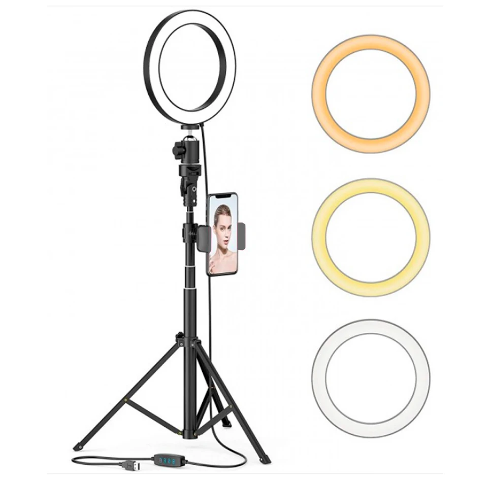 Hoop light to make tik tok ring light + tripod for mobile led lamp warm white and cold led photographic lighting