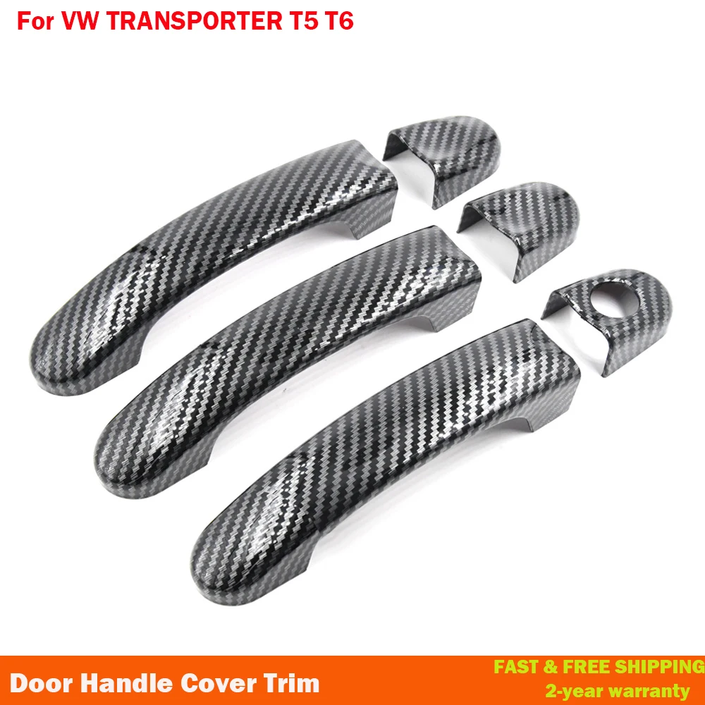 Kohlefaser- oder glänzend schwarzes Außentürgriff-Abdeckungs-Set für VW Transporter T5 T6 Caddy 2003–2009