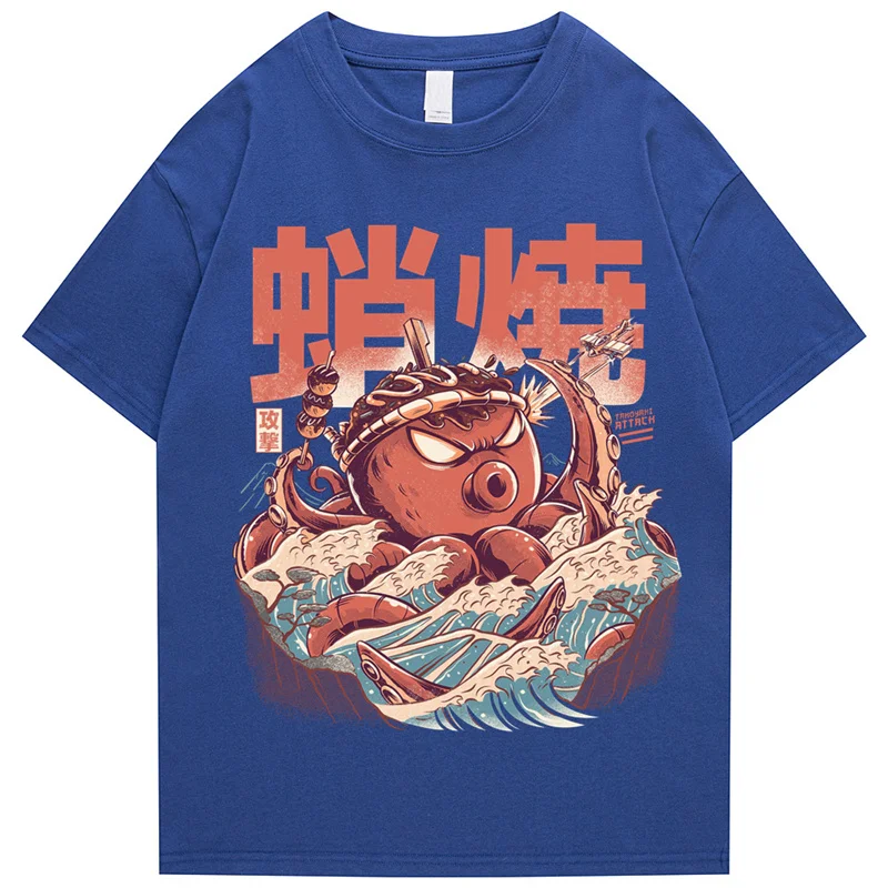 T Shirts Streetwear Tshirts Cartoon Short Sleeve Casual Summer Cotton Men Hip Hop Print O-neck 2022 Japanese Harajuku Top