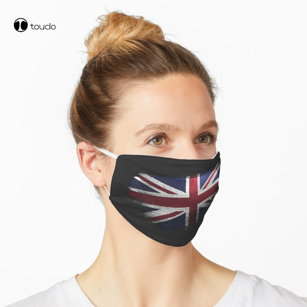 UK Brush Stroke United Kingdom National Flag Face Mask  Filter Pocket Cloth Reusable Washable