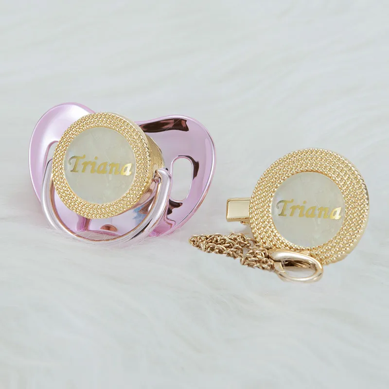 MIYOCAR Personalized any name  gold bling pacifier and pacifier clip BPA free dummy Luxury unique design pacifier PPG