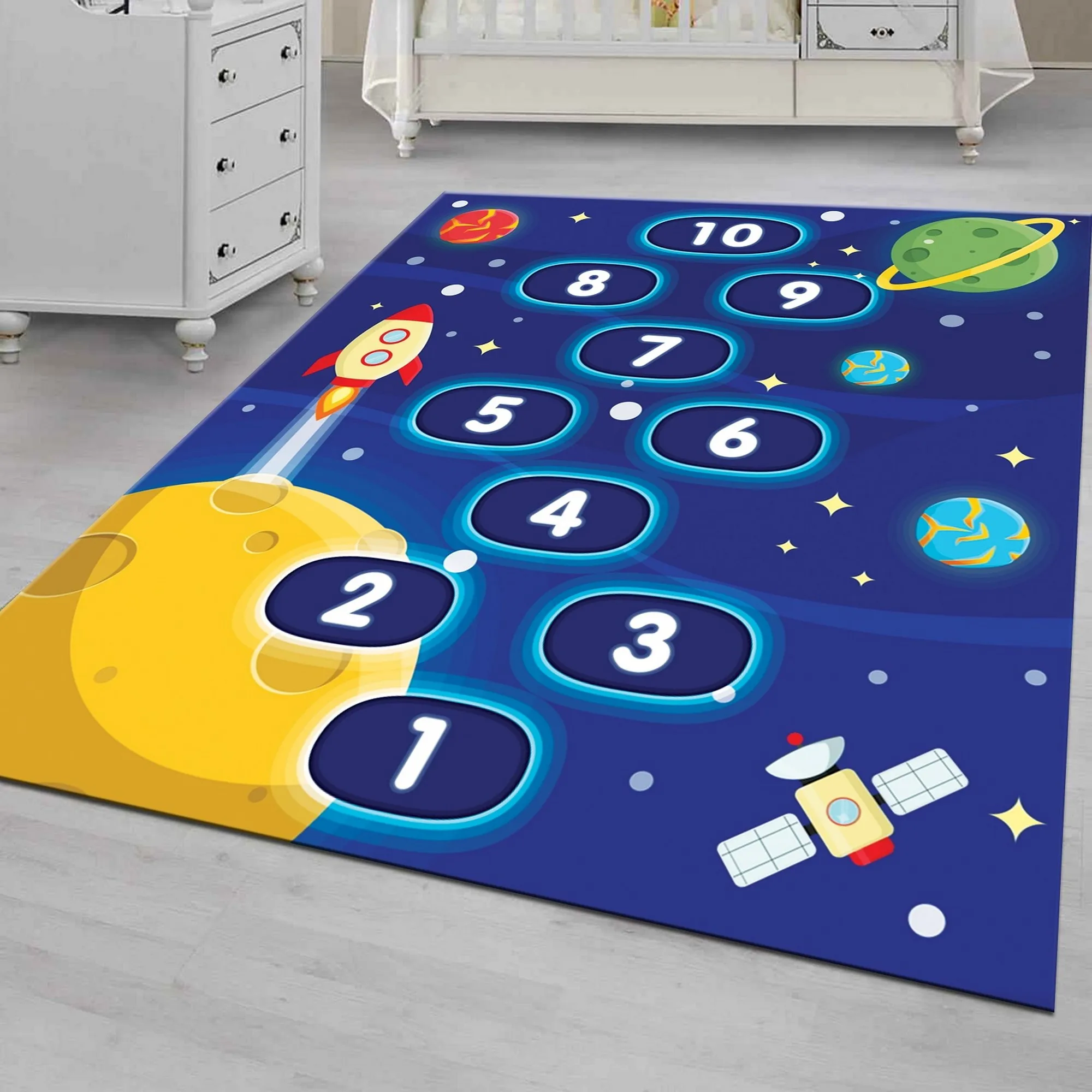 Rug,Carpet,Space and Hopscot Rug,Pattern Rug,Kids Room Carpet Rug,Kids Room Rug,Teen Rug,Wall Decals For Boy Room,gezcocuk-500