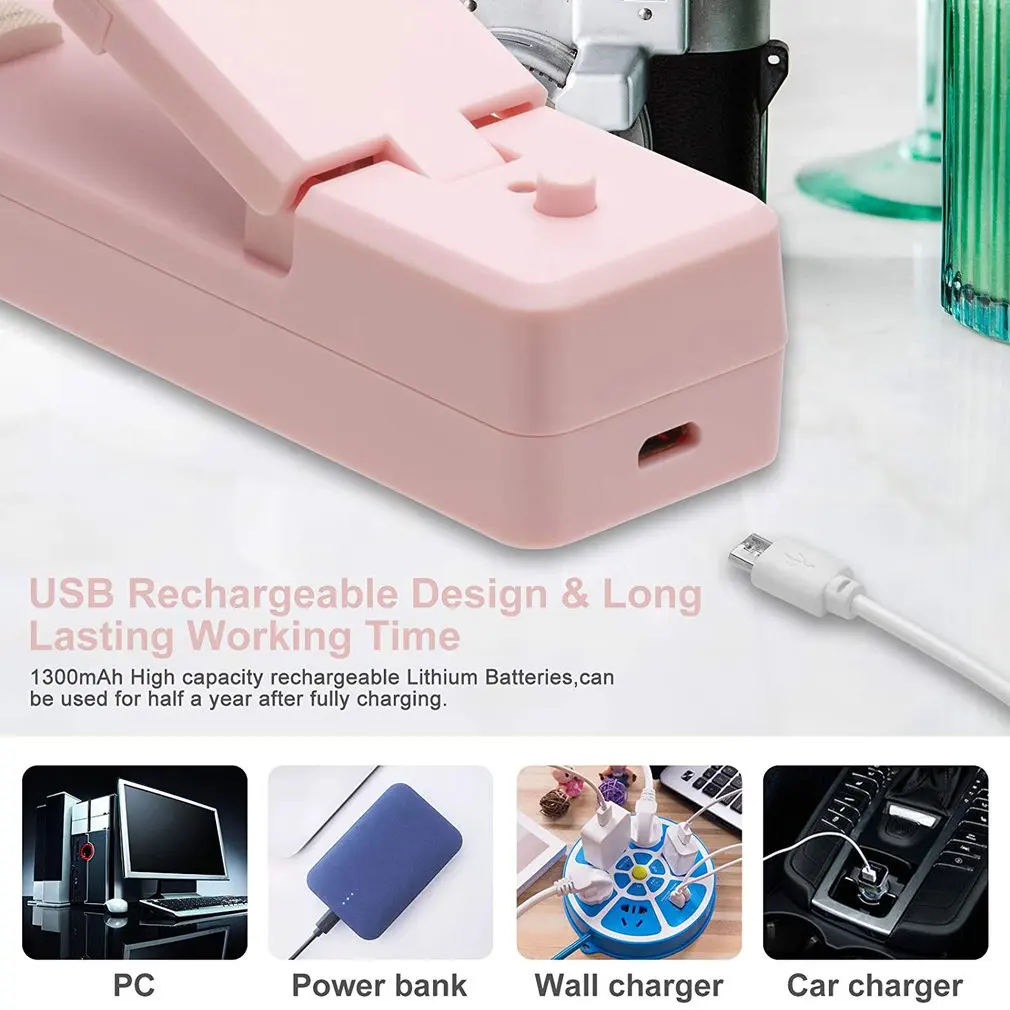 USB Charging Mini Sealing Machine Household Snack Plastic Packaging Bag Heat Sealing Machine Small Sealing Machine