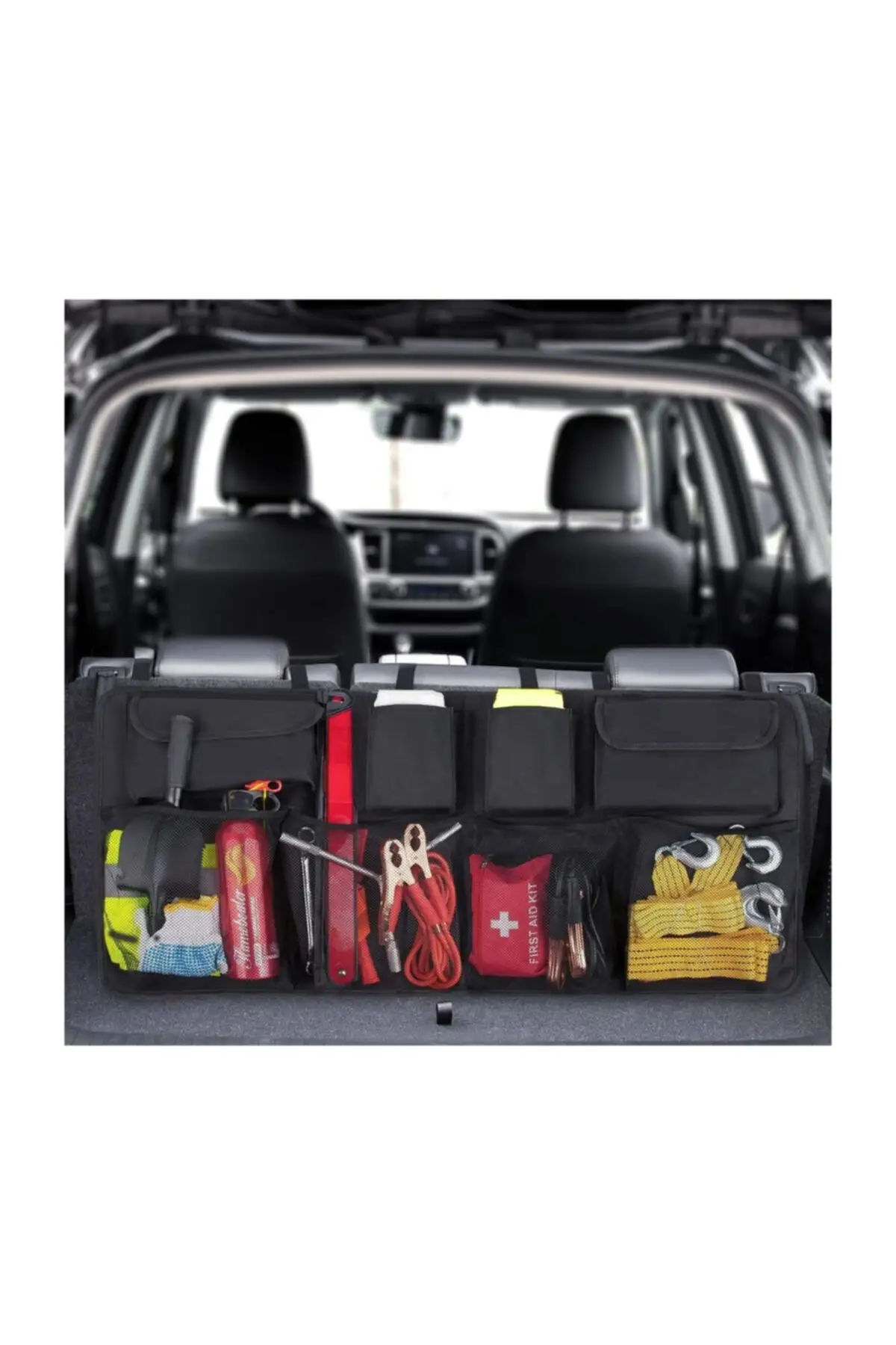 Auto Storage Organizer 8-Section Car Trunk Bag Universal Large Capacity Backseat Storage Bag Trunk Cargo Mesh Holder Pocket