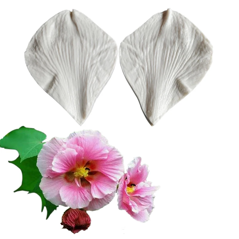 Large Hibiscus Flower Veiners Silicone Mold Flower Making GumPaste Floral Petal Fondant Moulds Cake Decorating Tools M2489