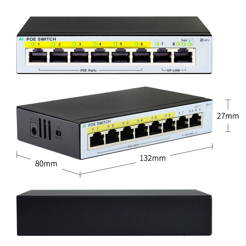 STEAMEMO HY-interruptor POE de 6 puertos, fuente de alimentación externa de 90W, interruptor de red de 100M, adecuado para cámara IP/AP inalámbrico