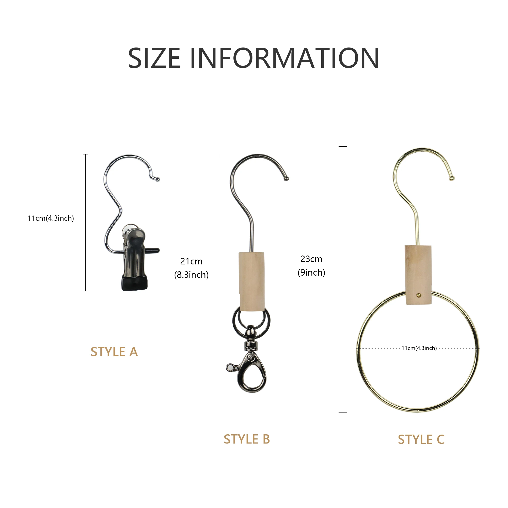 DE-LIANG Solid Wood Metal Round Hook,Clothing Store Multifunctional For Jeans/Pants,Bathroom Towel Clips,Scarf Hangers Rack