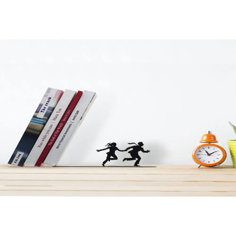 Decorative Book Holder - Two escaping Figure Bookshelf Electrostatic painted Quality Metal Book Holder Table Top Bookcase Shelf