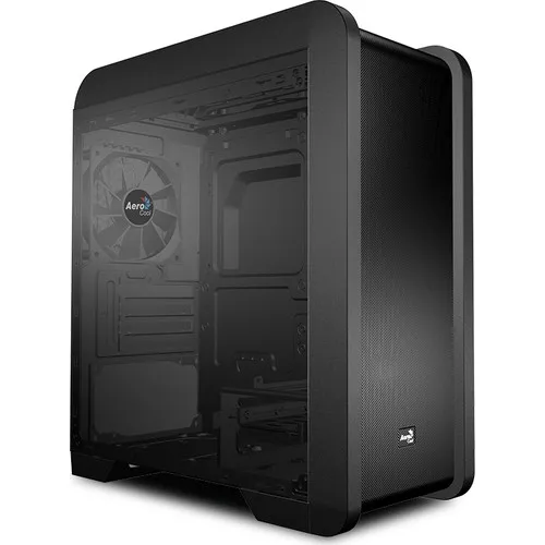 Aerocool QS240 2 Fan USB 3.0 Tempered Glass Side Panel Blue Led Black Micro-ATX Case (AE-QS240-BG)