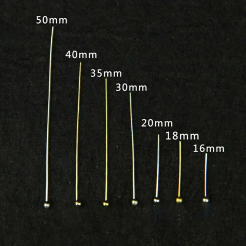 LINSOIR 100pcs/lot Ball Head Pins For Jewelry Making Length 20 25 30 40 50 mm Rhodium Color Diy Pins Findings Dia 0.5mm