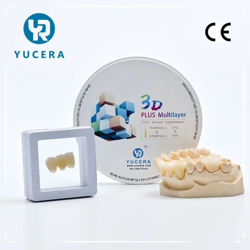 Yucera Lab gigi Cad Cam 98 sistem terbuka zirkonium keramik 3D Plus Zirconia Dental Block