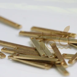 DIY Supply-50 Pieces Raw Brass Finding Rectangle Bar - Link - TWO HOLES 20x2x1mm (4478C)