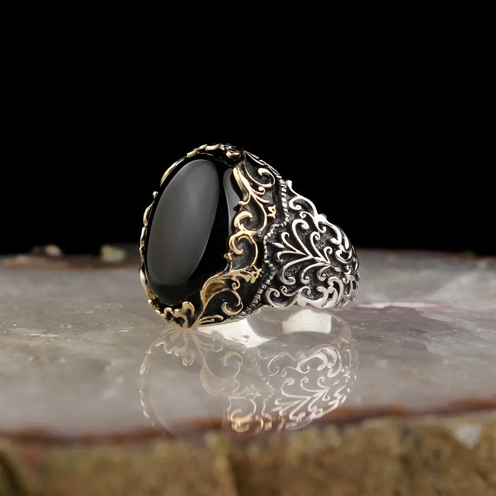 

MEN 'S 925 Sterling Silver Ring, Onyx Stone Male Gift Accessories, Handmade, Jewelry, fashion Trend High Quality Made in Turkey Tasarım