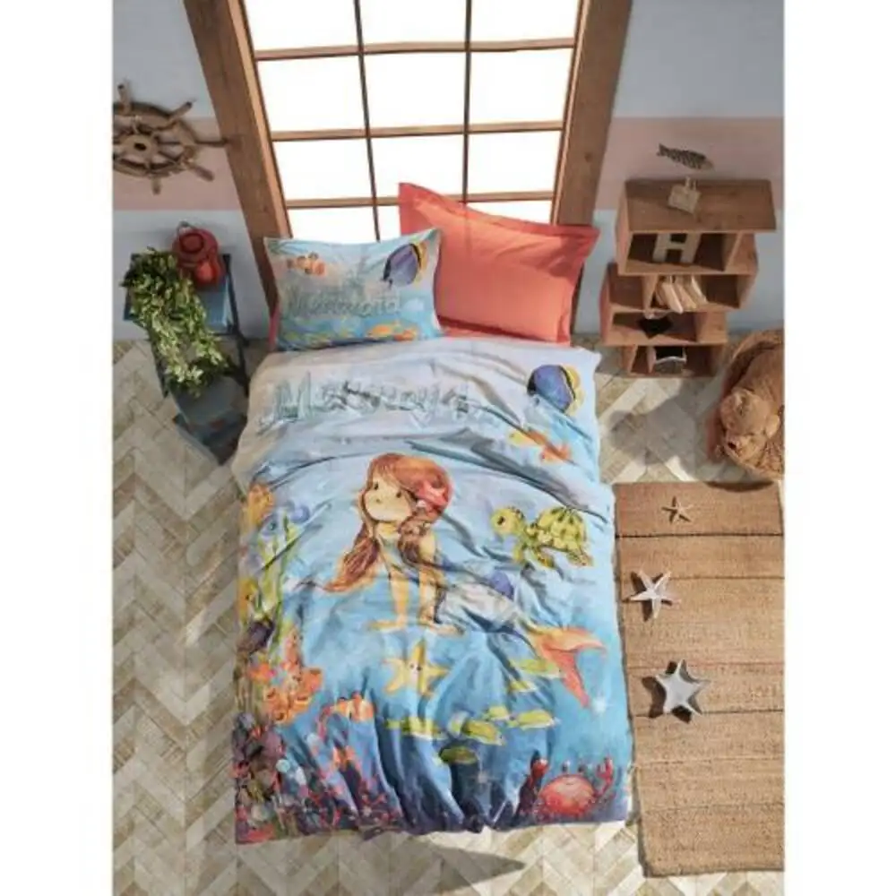 Cotton Box Junior Mermaid Duvet Cover Set - 100% Cotton Duvet cover: 160x220 Bed sheet: 160x240cm