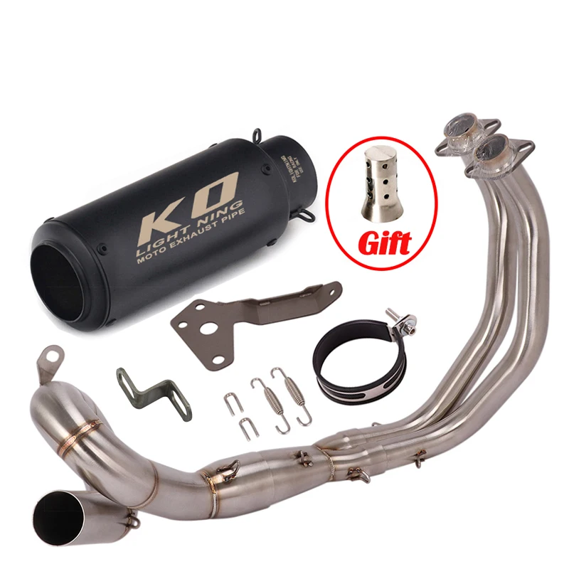 Full Exhaust System For Yamaha MT-07 FZ07 Motorcycle Exhaust Muffler Slip On 51mm Front Mid Connect Link Pipe Stainless Steel