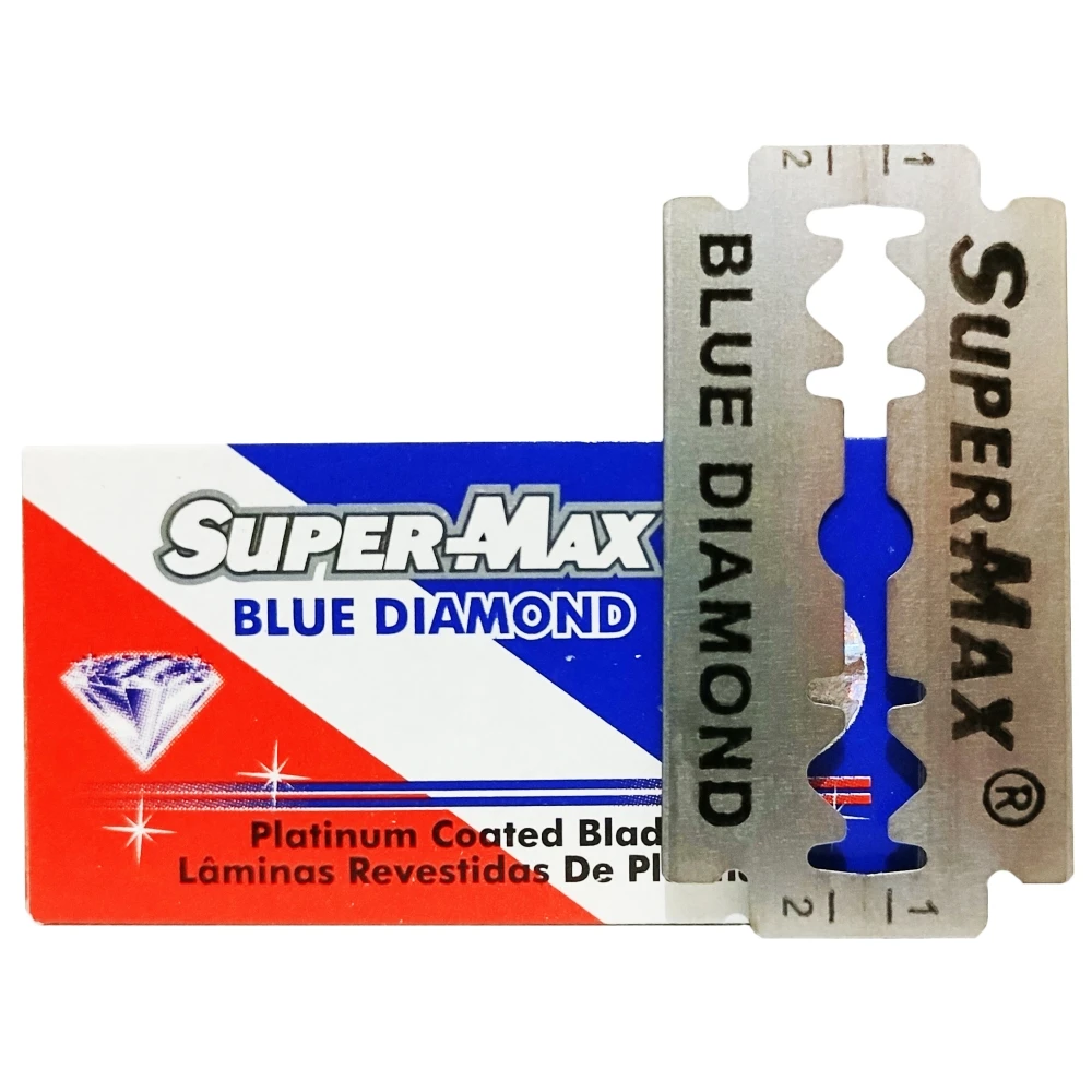 Super Max Blue Diamond Platinum Coated Double Edge Razor Blades 100 PCS SuperMax