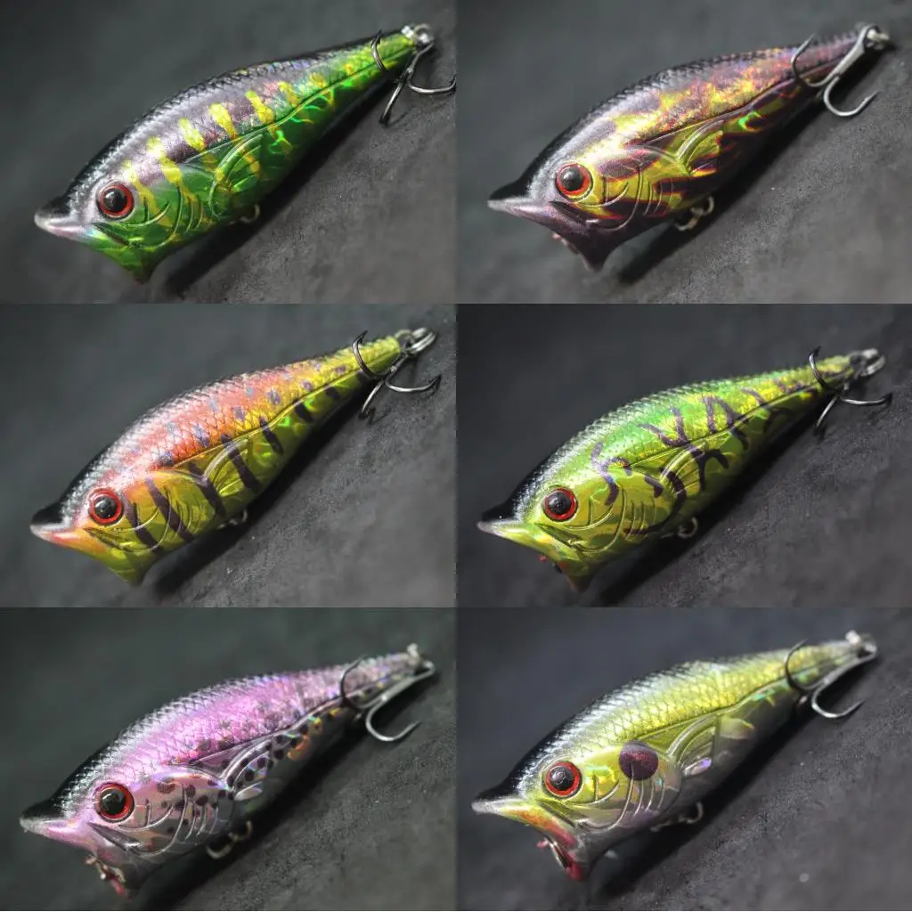 wLure Topwater Popper Fishing Lure 6cm 10.5g Zigzag Walking Large Open Mouth Make More Water Splash Fresh Water T626